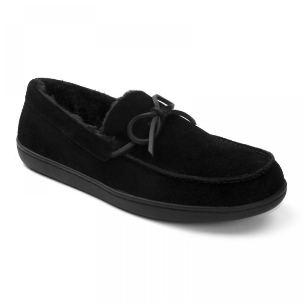 Vionic Slippers Ireland - Adler Slipper Black - Mens Shoes Sale | QOKVM-6201
